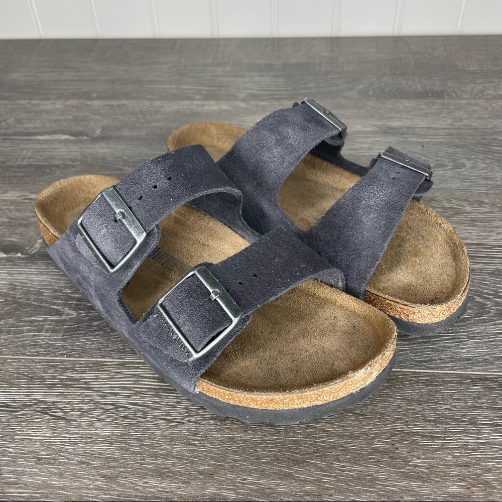 Birkenstock Arizona Suede Leather Soft Footbed sandal.